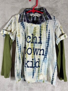 Jak & Peppar Layered Tie Dye Shirt Size 7/8 Chi Town Kid Chicago 90s Streetwear